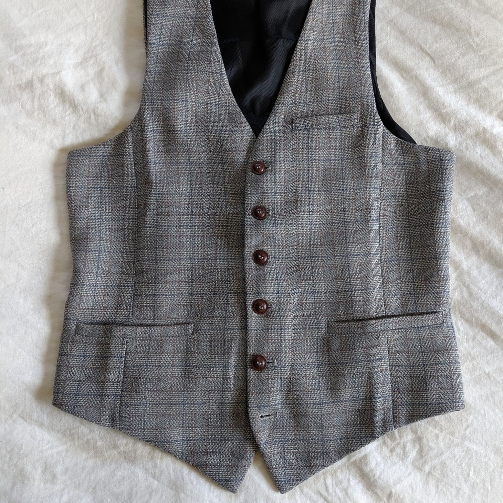 Zicac Grey with Blue and Light Brown Pinestripes